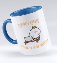 Bk Gift Şimdi Çalış Sonra Ağlarsın Tasarımlı Mavi Kupa Bardak - Model 1