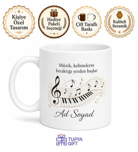Klasik Müzik Temalı Baskılı Kupa Bardak Porselen Hediye Mug