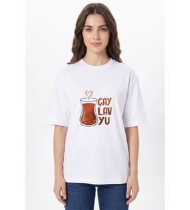 Oversize Tişört Baskı %100 Pamuk Unisex Oversize T-Shirt - Çaylavyu Model