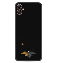 Samsung Galaxy A04E Kılıf Silikon Desen Özel Seri Ay ve Kedi 1683