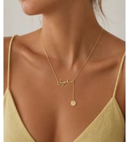 Kişiye Özel Şık İsim Sallantılı Disk Harf Kolye 925K Gümüş (Gold)