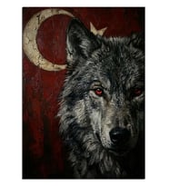 Türk Bayrağı Önünde Bozkurt Bakışı Dekoratif Kanvas - Mdf Ahşap Tablo