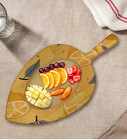 BK Gift Limon Tasarımlı Yaprak Şeklinde Doğal Ahşap Servis ve Sunum Tabağı Model 2