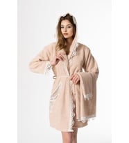 Flora Gelin Bornoz Set 5 Parça Dantelli Çeyizlik Takım