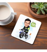 Kişiye Özel Kışta Bisiklet Keyfi Karikatürlü Bardak Altlığı