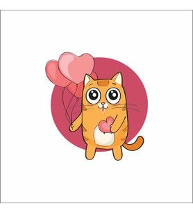 Kalpl, Balonlu Kedi Sticker Duvar Sticker 25x25 CM