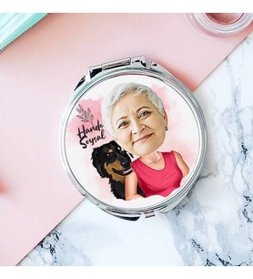 Köpekli Anne Karikatürlü Makyaj Aynası