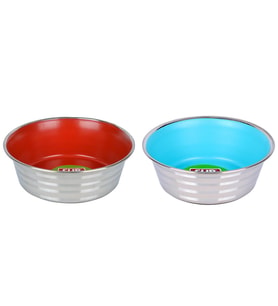 Flip KE 1600PSR Çizgi Desenli Renkli Silikon Taban Çelik Mama Kabı 16 cm