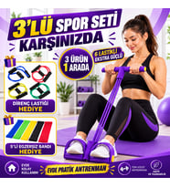 3 Spor Aleti 1 Arada Direnç Lastiği - 5 Li Plates Bandı - Body Trimmer 6 Tüplü Mekik Çekme Aleti Evde Spor Tüm Vücut Egzersiz Aleti