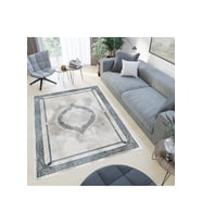 Rovigo Home Dijital Baskı Yıkanabilir Kaymaz Taban Salon Halısı RVG0485 (Gri)