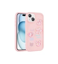 Apple iPhone 13 Uyumlu Kılıf Kabartma Figürlü Parlak Zore Toys Silikon Kapak (Pembe)