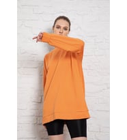 MyBen Unisex Uzun Kollu İki İplik Turuncu Oversize Sweatshirt İRF055