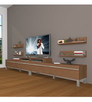 Decoraktiv Ekoflex 360R Mdf Krom Ayaklı Tv Ünitesi Tv Sehpası - Naturel Ceviz