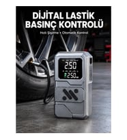Mey İthalat® 12.000 mAh Akü Takviye Destekli LED Işıklı Araç Kompresörü