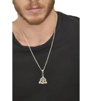 Erkek Antik Gümüş Kaplama Triquetra Simge Uçlu Kolye