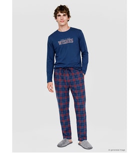 LC WAIKIKI Lacivert Baskılı Erkek Pijama Takımı