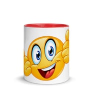 Emoji Baskılı Renkli Kupalar (Kırmızı)