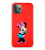 Apple iPhone 11 Pro Soft Premier Kapak Minnie Mouse-D Tasarımlı Silikon Kılıf - Kırmızı (Şeffaf)