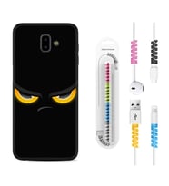 Samsung J6 Plus J7 Prime J7 Pro M20 Kılıf Kablo Koruma Spiral Silikon Black Eyes 1644