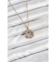 316L Çelik Zincir Gold Renk Zirkon Taşlı Sarmal Model Kadın Kolye - TJ-BKO10612