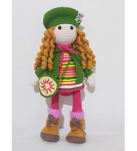 Bayan Tarçın Bebek Amigurumi Organik Oyuncak