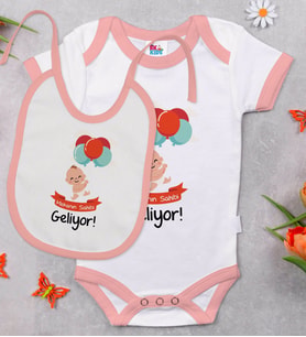 BK Kids Mekanın Sahibi Geliyor Tasarımlı Pembe Bebek Body Zıbın ve Mama Önlüğü Hediye Seti-1