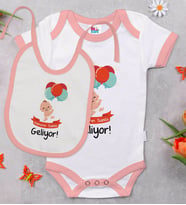 BK Kids Mekanın Sahibi Geliyor Tasarımlı Pembe Bebek Body Zıbın ve Mama Önlüğü Hediye Seti-1