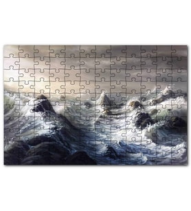 Cakapuzzle Fırtınada Dalgalı Okyanus ve Bulutlar Puzzle Yapboz MDF (Ahşap) (120 Parça)