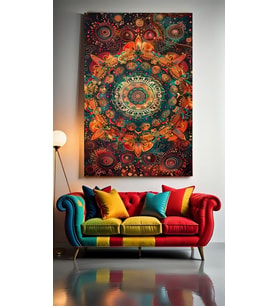 MANDALA DESEN Ev Duvar Salon Güzellik Salonu Ofis Dükkan Dekarasyon Kanvas Tablo (Çok Renkli)