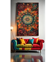 MANDALA DESEN Ev Duvar Salon Güzellik Salonu Ofis Dükkan Dekarasyon Kanvas Tablo (Çok Renkli)