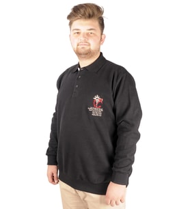 Mode XL Erkek Sweat Polo Recycle Selanik Sailor B20421 Siyah
