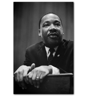 Cakatablo Martin Luther King Basın Toplantısı Siyah Beyaz MDF Tablo