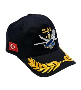 SAT ŞAPKA SİYAH DEFNE DALI İŞLEMELİ (Haki)