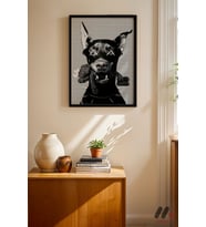 Siyah Köpek Pop Art, Siyah Çerçeveli Duvar Tablosu - Renkli Ev Dekorasyonu