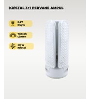 40W Kristal Pervane 3+1 Kanatlı Ampul 6500K Beyaz Işık