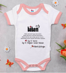 BK Kids Babam Tasarımlı Pembe Bebek Body Zıbın-1