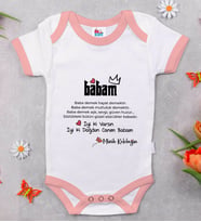BK Kids Babam Tasarımlı Pembe Bebek Body Zıbın-1