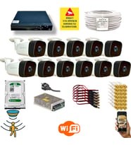 Qromax 11 Kamerali Set - Hareket Algilayan Gece Görüşlü 36 Ir Led 5mp Sony Lensli 1080p Full Hd Metal Kasa Güvenlik Kamerasi Seti 5236