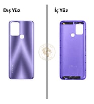 Infinix Hot 10T Mor Uyumlu Arka Kapak Arka Cam Batarya Pil Kapağı Lazer Kesim Back Cover