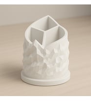 Spiral Dağ Temalı 3 Bölmeli Kalemlik  Çap: 11 cm Yükseklik: 13 cm  Kalem Kutusu  3D Baskı Tasarım  Yüksek Kaliteli Pla Hammadde (Beyaz)