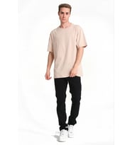 Erkek Düz Penye Tişört Bisiklet Yaka Kısa Kol Regular Fit T-Shirt - Bej