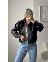 Prifaldi Milano Oversize Bomber Deri Ceket Siyah