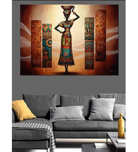 Afrika Kadın Sanat Desenleri Dekoratif Kanvas - Mdf Ahşap Tablo