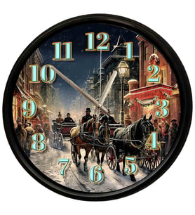 Nostaljik At Arabası Temalı Duvar Saati 28 Cm – Sessiz Mekanizma Vintage Dekor