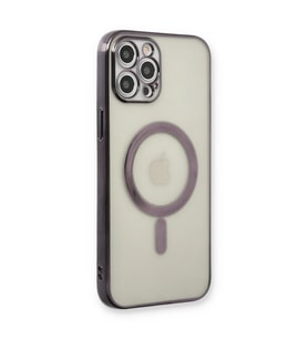 Apple İphone 12 Pro Kılıf Magneticsafe Lazer Silikon - Siyah