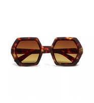 Okkia Emma Big Hexagonal Unisex Güneş Gözlüğü Klasik Havana