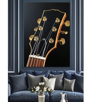 Gitar Burguları Yakın Çekim Dekoratif Kanvas - Mdf Ahşap Tablo