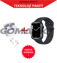 Xiaomi Uyumlu Watch 7 Pro Max Smart Watch Çift Tuş Aktif  Yeni Sürüm ve Yüksek Ses Kaliteli Pro 5 Bluetooth Kulaklık (Siyah)