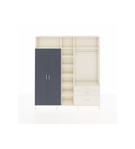 Arges Dolap 9 Raflı 3 Çekmeceli 2 Askılı 220x30x243 Aytaşı-Antrasit/Aytaşı