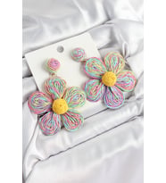 Pirinç Rainbow Papatya Model Gold Renk Kadın Hasır Küpe 5886 - SSSSSS2527-4995